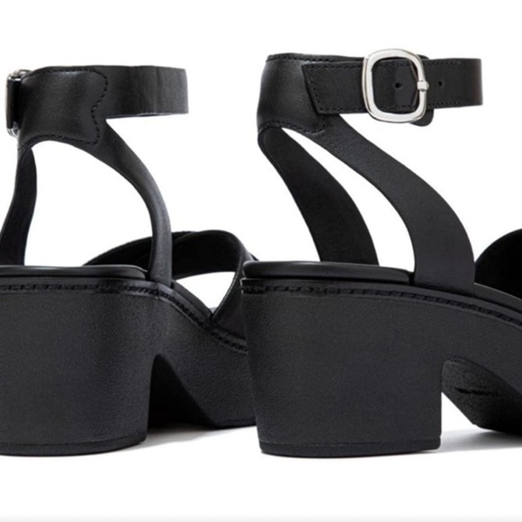 NEW FitFlop Pilar Crossover Black Leather Ankle Strap Platform Sandal Sz 7 Eu 38 - Picture 4 of 6